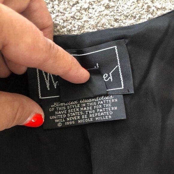 VINTAGE Nicole Miller Silk Vest Flip Phones Red Medium Y2K 1990s Graphic Lined - Picture 6 of 8